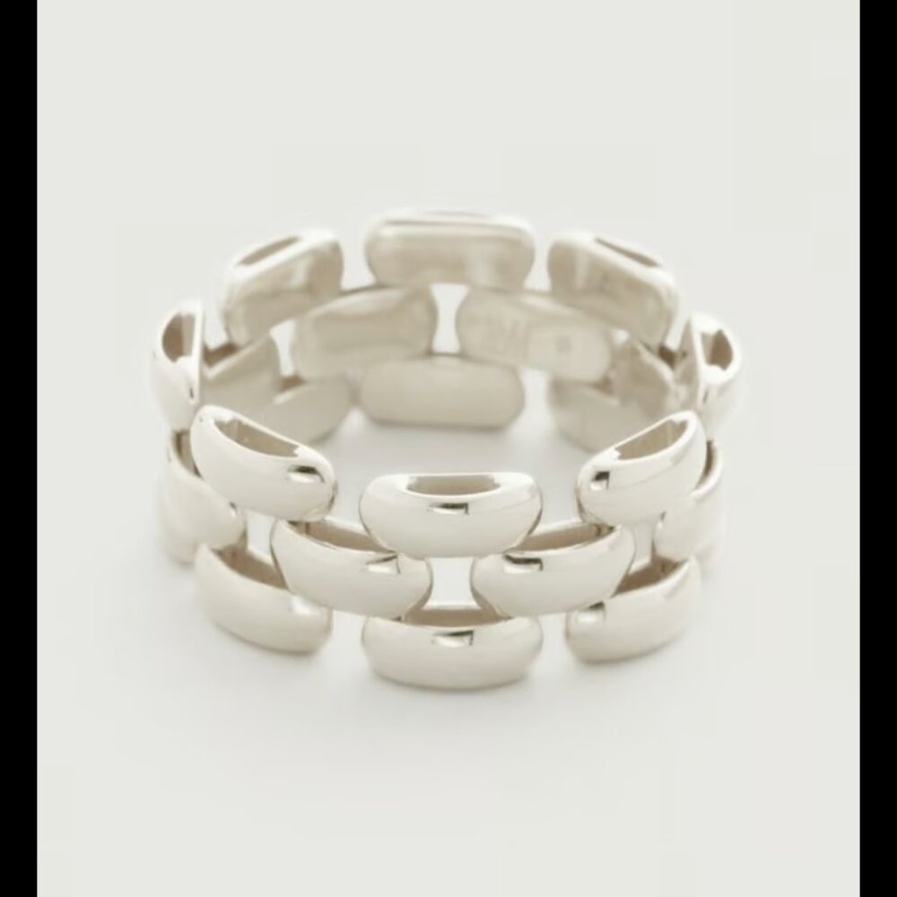 NEW! $175 Monica Vinader Heirloom Chain Ring Sterling Silver Large 11 12